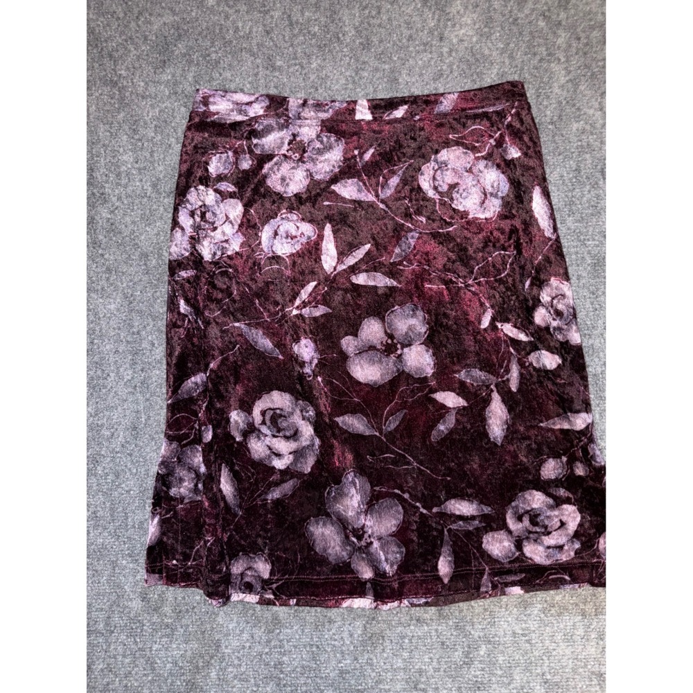Vintage Equipment Australia Velvet Floral Mini Skirt Burgundy Purple Y2K Size 10